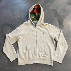Polo by Ralph Lauren Cream Zip Hoodie with Multicolor Lined Hood